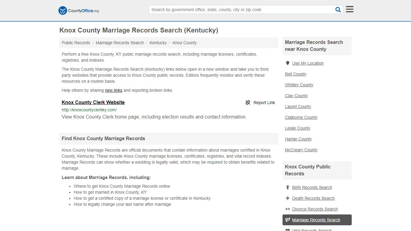 Marriage Records Search - Knox County, KY (Marriage Licenses ...